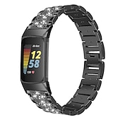 levne Pásky na hodinky Fitbit-Pásek hodinek pro Fitbit Charge 5 Nerez Výměna, nahrazení Popruh Bling Diamond Náramek na šperky Náramek