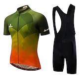 preiswerte Herrenbekleidungs-Sets-Miloto Herren Radtrikot mit Radhose kurz Trägern fahrradbekleidung set Kurzarm MTB Mountain Rennrad Weiß Schwarz Grün Farbverlauf Schottenstoff Kariert Fahhrad Sportkleidung 3D-Pad Atmungsaktiv