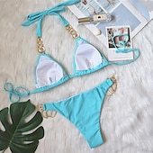 abordables Ensemble de bikinis-Femme Normal Maillots de Bain Bikinis 2 pièces Tanga Maillot de bain Paillettes Vacances Mode Couleur unie Plonger Sans Manches Maillots de bain