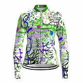 Women's Cycling Jersey Graffiti Funny Long Sleeve Bike Jersey Top with 3 Rear Pockets Mountain Bike MTB Road Bike Cycling Quick Dry Reflective Strips Back Pocket Moisture Wicking Sports Red Royal 14