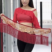 お買い得  ベリーダンスウェア-ベリーダンス ベルト その他 ビーズ タッセル 女性用 訓練 性能 ハイウエスト ポリエステル