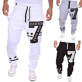 cheap Sweatpants-Men&#039;s Active Sweatpants Joggers Trousers Print Letter Full Length Weekend Basic Loose Fit Black White Micro-elastic