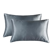 cheap Sheets &amp; Pillowcase-Set of 2 Pcs Silk Satin Pillowcase for Hair and Skin Slip, Pillow Cases for Standard/Queen/King Size - Satin Cooling Pillow Covers with Envelope Closure Suit