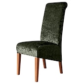 baratos Capa para Cadeira de Jantar-capas de cadeira de jantar de veludo pelúcia preto, capas protetoras de cadeira de encosto alto de elastano bordô capa de assento com elástico para sala de jantar, casamento