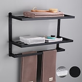 economico Portasciugamani-portasciugamani in alluminio per bagno, portasciugamani da parete a 3 strati porta asciugamani da bagno 60 cm (nero/argento/grigio canna di fucile)