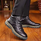 preiswerte Winter- und Schneestiefel-Herren Stiefel Schneestiefel Winterstiefel Komfort Schuhe Fleece-Futter Wandern Vintage Sport Klassisch Outdoor Täglich Leder Warm Stiefeletten / Stiefeletten Schnürsenkel Schwarz Braun Herbst Winter