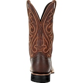 tanie Kowboj i zachodnie buty-męskie brązowe haftowane kowbojskie buty ze sztucznej skóry w stylu western - klasyczny, wytrzymały styl rodeo z kwadratowymi noskami do rancza i noszenia na zewnątrz