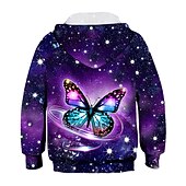 tanie Dziewczęca wizja 3D i blask-Dla dziewczynek 3D Zwierzę Motyl Bluza z Kapturem Długi rękaw Druk 3D Jesień Zima Aktywny Sport Moda Dzieci 3-12 lat Na zewnątrz Codzienny w pomieszczeniach Regularny
