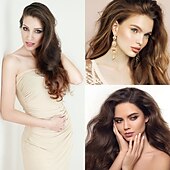 abordables Clip dans les extensions-7 pièces/ensemble 22 postiches ondulés bouclés 16 clips dans de faux cheveux de style clip synthétique dans les extensions de cheveux résistant à la chaleur pour les femmes filles