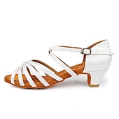ieftine Pantofi Dans Copii-pantofi de dans latino din satin pentru fete cu toc jos și design cu curele încrucișate - perfecti pentru dansul de sală și salsa
