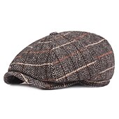 levne Pánské klobouky-Pánské Baret Novinářský klobouk Tweed Cap Béžová Kávová Polyester Šik ven stylové Móda 20. let Venkovní Denní Jdeme ven Mříž Proti sluci