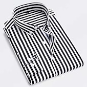 economico Camicie Button Down da uomo-Per uomo Camicie Camicia a righe Camicia abbottonata Camicia con colletto A strisce Matrimonio Ufficio Nero / Bianco Bianco Rosso Blu marino Manica lunga Abbigliamento Collage