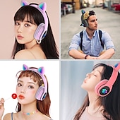 economico Cuffie on-ear e over-ear-Cuffie LED L400 Flash Con Orecchie di Gatto Carine Con Microfono Auricolare Bluetooth Over-Ear Cuffie Wireless per Gioco Musicale