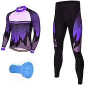 preiswerte Herrenbekleidungs-Sets-Herren Radtrikot mit Radhose lang fahrradbekleidung Langarm MTB Mountain Rennrad Rot Purpur Orange Punkt Fahhrad Sportkleidung 3D-Pad Atmungsaktiv Schnelltrocknend Tasche auf der Rückseite Polyester