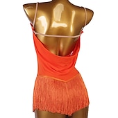 お買い得  フィギュアスケートドレス-フィギュアスケート ドレス 女性用 女の子 アイススケート ドレス セット オレンジ パッチワーク タッセル メッシュ スパンデックス 高弾性 訓練 レッスン用 プロフェッショナル スケートウェア 手作り クラシック クリスタル・ラインストーン ノースリーブ ラテンダンス アイススケート フィギュアスケート