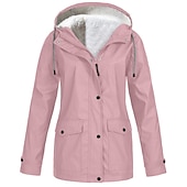 abordables ropa exterior activa para mujer-chaqueta de lluvia para mujer impermeable chaqueta de lana de senderismo invierno al aire libre cálido impermeable polar a prueba de viento con capucha parka prendas de vestir exteriores rompevientos gabardina superior con cremallera completa esquí pesca
