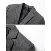 preiswerte Herren Klassische Blazer-Herren Wollmantel Blazer Sakko Hochzeit B¨¹ro Büro / Geschäftlich Modisch Klassicher Stil Herbst Wolle Feste Farbe warm Warm Einreihiger Verschluss Blazer Schwarz Wein Marineblau Grau