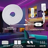 preiswerte Neon-LED-Beleuchtung-3~10m 9.8~32.8ft dc12v rgb wasserdichte led flexible neonseil streifen licht app musiksynchronisation funktioniert mit alexa google assistant für partydekoration