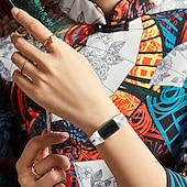 Недорогие Ремешки для часов Fitbit-Ремешок для часов для Фитбит Charge 5 Натуральная кожа Замена Ремень Металлическая застежка Регулируется Женщины мужчины Цветочный принт Браслет