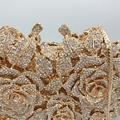 levne Psaníčka a kabelky na večer-Dámské Večerní Bag Psaníčko Spojkové vaky Slitina Párty Večírek Štando Křišťály Řetízek Štras Květiny Stříbrná Zlatá