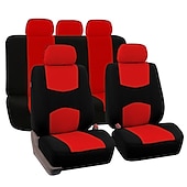 baratos Capas para bancos de automóveis-Capa de Assento de Carro Conjunto Completo Protetores de Banco Dianteiro e Traseiro Acento Bicolor Ajuste Universal 5 Passageiros