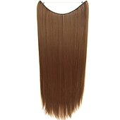cheap Synthetic  Extensions-24inch 50grams 100grams Synthetic Hair Extension Gradual Color Brown Gray Blonde String Halo Hairpieces Extensions