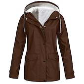 abordables ropa exterior activa para mujer-chaqueta de lluvia para mujer impermeable chaqueta de lana de senderismo invierno al aire libre cálido impermeable polar a prueba de viento con capucha parka prendas de vestir exteriores rompevientos gabardina superior con cremallera completa esquí pesca