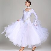 levne Oblečení do tanečního sálu-Standardní tance Šaty Štras Výšivka Dámské Výkon Trénink Dlouhý rukáv Spandex Organza