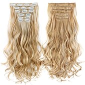 cheap Synthetic  Extensions-Synthetic Hair Curly Clip In Wig Extension 16 Clips In Hair Extension Hair Pieces Fake Hair Extension Synthetic 49 Colors