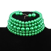 halpa Lisävarusteet ja enemmän-helmi choker kaulakoru korvakorut 2 kpl läppätarvikkeet vintage 1920-luvun möly 20-luvun art deco naisille
