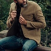preiswerte Herrenjacken &amp; Herrenmäntel-Herren Leichte Jacke Sommerjacke Jacke Outdoor Strasse warm Atmungsaktiv Tasche Herbst Winter Feste Farbe Elegant Strassenmode Ständer Standard Regular Fit Dunkelgrau Blau Kamel Grau Jacken