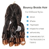 abordables Crocheter les cheveux-Lot de 6 cheveux tressés rebondissants pré-étirés 22 pouces cheveux tressés ondulés lâches pré-étirés 75/pack extensions de cheveux synthétiques boucles françaises t30 22 pouces 6 packs pour une fête