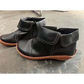 abordables Botines-Mujer Botas Tallas Grandes Color sólido Botines Botines Tacón Plano Dedo redondo PU Vino Negro Marrón