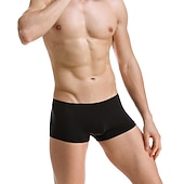 baratos Moda Íntima para Homem Confortável-Homens 1 pacote Roupa Íntima Cueca Boxer Básico Poliéster Cor imaculada Cintura Baixa Azul Claro Preto