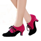 cheap Latin Shoes-Women&#039;s Suede Lace-Up Low Heel Dance Shoes – Elegant Retro Style for Ballroom or Casual Occasions