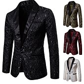economico Blazer da uomo-Per uomo Giubbotto Giacca Strada Attività commerciale Tenere al caldo Traspirante Tasche Jacquard Autunno Inverno Floreale Streetwear Elegante Bavero a lancia Standard Cotone Standard Nero Bianco