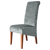 baratos Capa para Cadeira de Jantar-capas de cadeira de jantar de veludo pelúcia preto, capas protetoras de cadeira de encosto alto de elastano bordô capa de assento com elástico para sala de jantar, casamento