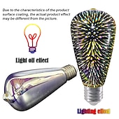 baratos Lâmpadas Filamento de LED-6 peças 3 peças 1 peça lâmpada 3d de fogos de artifício st64 lâmpada led 5w e27 e26 rgb fada estrela brilho decoração lâmpada festa lâmpada de vitral ac220v ac120v
