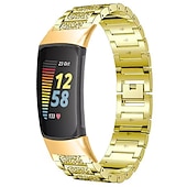 levne Pásky na hodinky Fitbit-Pásek hodinek pro Fitbit Charge 5 Nerez Výměna, nahrazení Popruh Bling Diamond Náramek na šperky Náramek