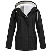abordables ropa exterior activa para mujer-chaqueta de lluvia para mujer impermeable chaqueta de lana de senderismo invierno al aire libre cálido impermeable polar a prueba de viento con capucha parka prendas de vestir exteriores rompevientos gabardina superior con cremallera completa esquí pesca