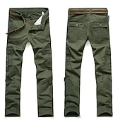 cheap Cargo Pants-Men&#039;s Cargo Pants Combat Trousers 8 Pocket Plain Breathable Lightweight Full Length Casual Daily Trousers ArmyGreen Black Micro-elastic