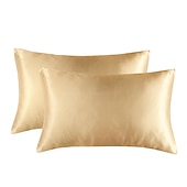 cheap Sheets &amp; Pillowcase-Set of 2 Pcs Silk Satin Pillowcase for Hair and Skin Slip, Pillow Cases for Standard/Queen/King Size - Satin Cooling Pillow Covers with Envelope Closure Suit