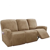 economico Poltrone reclinabili e poltrone wingback-copridivano reclinabile componibile fodera 1 set di 8 pezzi microfibra elasticizzata alta elasticità bordeaux rosso velluto di alta qualità copridivano copridivano per 3 posti cuscino divano
