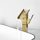 Недорогие классический-Смеситель для раковины с водопадом, высокий смеситель для раковины, краны для раковины с одной ручкой, установленный на палубе с холодным и горячим шлангом