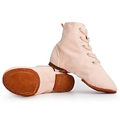 preiswerte Jazztanzschuhe-Damen-Jazztanzstiefel aus Segeltuch mit Schnürung – leichte Knöchelschuhe mit geteilter Sohle für Training, Auftritt und Bühneneinsatz