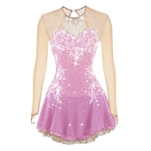 preiswerte Eiskunstlaufkleider-Eiskunstlaufkleid Damen Mädchen Eislaufen Kleider Austattungen Violett Weiß Pudriges Rosa Blume Rückenfrei Gitter Elasthan Wettbewerb Eiskunstlaufkleidung Handgemacht Mit Steinen verziert Strass