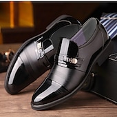 preiswerte Herrenpantoletten &amp; -slipper-Herren-Loafer aus braunem Lack-Kunstleder mit perforiertem Design – formelle Schlupfschuhe fürs Business und besondere Anlässe