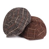 levne Pánské klobouky-Pánské Baret Novinářský klobouk Tweed Cap Béžová Kávová Polyester Šik ven stylové Móda 20. let Venkovní Denní Jdeme ven Mříž Proti sluci