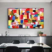 billiga Abstrakta målningar-handgjord oljemålning canvas väggkonst dekoration abstrakt konst målning färg mosaik för heminredning rullad ramlös osträckt målning