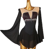 levne Šaty na krasobruslení-Šaty na bruslení Dámské Dívčí Buz Pateni Šaty Úbory Černá Burgundská fialová Námořnická modř Slátanina Síťka Spandex Vysoká pružnost Trénink Profesionální Soutěž Bruslařské oblečení Ručně vyrobeno